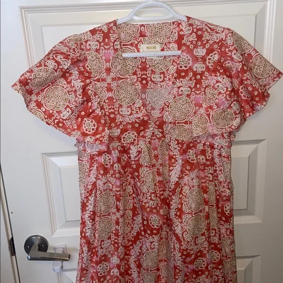 Anthropologie ⚜️ Maeve Printed Flutter-Sleeve Babydoll Dress - Picture 7 of 12